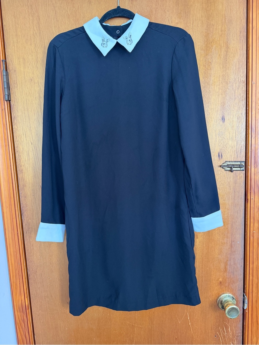 Victoria Beckham Black Shift Dress with White Collar Detail